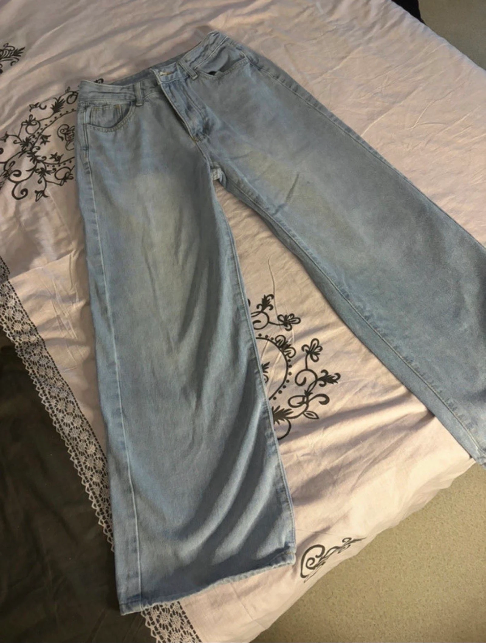 Jean wide leg bleu clair taille haute